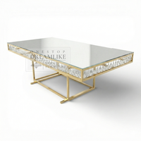 Ensemble table et chaises rectangulaires en fer blanc et verre trempé, style moderne et rêveur, durable pour hôtels, mariages et événements en plein air