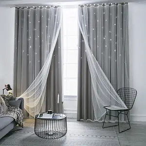 <span class=keywords><strong>Tende</strong></span> trasparenti ricamate in stile Vintage moderno per bambini <span class=keywords><strong>blu</strong></span> <span class=keywords><strong>blu</strong></span> grigio oscurante per ombra della finestra in soggiorno Hotel - Product Image 2
