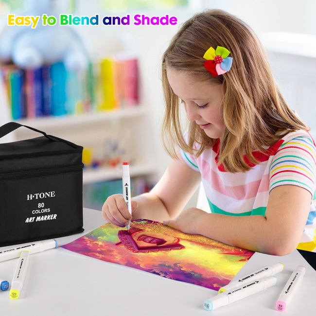 Factory Promotional Marker Pen Set Double-Headed Child Art Student Marker 40 /80 Colors Alcohol Oily Marker Pen