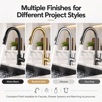 Robinet de cuisine extractible en acier inoxydable commercial, mitigeur eau chaude et froide pour projets hôteliers et villas, solutions salle de bain et cuisine
