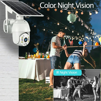 Carte SIM 4G LTE Caméra solaire à vision nocturne couleur avec projecteur extérieur Wi-Fi