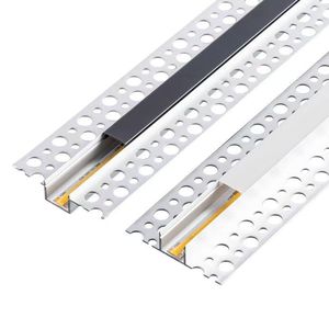 Para iluminación de pared de techo Trimless yeso empotrado montado LED extrusión de canal de aluminio difusor negro panel de yeso perfil led - Product Image 5