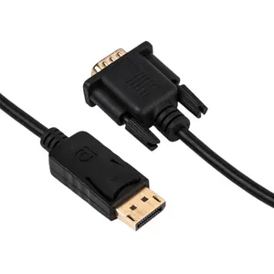 Câble mâle 6 pieds 1.8m DisplayPort vers VGA plaqué or DP vers VGA noir