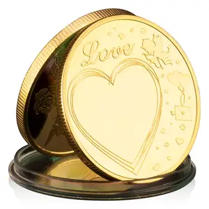 Placcato oro ti amo regalo creativo amore cuore Souvenir da collezione moneta con motivo a rosa moneta commemorativa