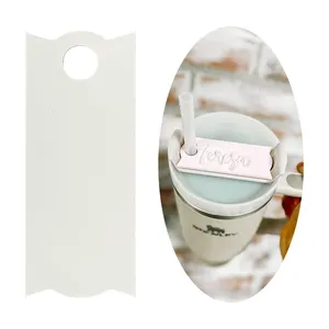 Wholesale white blank sublimation 40oz Quencher Tumbler Cup Lid Accessories DIY Acrylic Name Plate for customized gifts