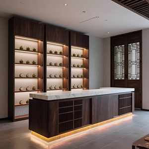 Le nouveau <span class=keywords><strong>comptoir</strong></span> de bar en bois de <span class=keywords><strong>noyer</strong></span> pour maison de thé de style chinois, <span class=keywords><strong>comptoir</strong></span> de caisse de restaurant en marbre personnalisé - Product Image 5