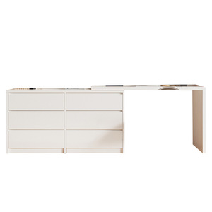<span class=keywords><strong>Commode</strong></span> en bois blanc réglable, meuble de rangement latéral, coiffeuse moderne de luxe avec miroir LED pour chambre à coucher - Product Image 2
