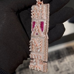 <strong>Iced</strong> Out Jewelry Moissanite Vertical Letter <strong>Pendant</strong> Baguette 925 Silver Moissanite Diamond <strong>Pendant</strong> <strong>Custom</strong> <strong>Pendant</strong> - Product Image 5