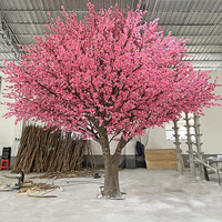 Arbre de cerisier artificiel rose de 9 pieds (3-5m) rouge et blanc, fausse fleur murale, arbre artificiel Sakura