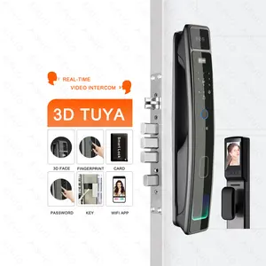 Thời gian thực Video intercom tuya cửa thông minh khóa nhôm 3D Mặt điện Khóa cửa vân tay thẻ mật khẩu khóa cửa thông minh khóa