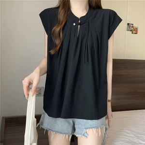 Nuove camicette da donna a maniche corte stile cinese <span class=keywords><strong>camicetta</strong></span> estiva ampia <span class=keywords><strong>con</strong></span> bottoni a <span class=keywords><strong>nodo</strong></span> alla moda Top snellente elegante - Product Image 6