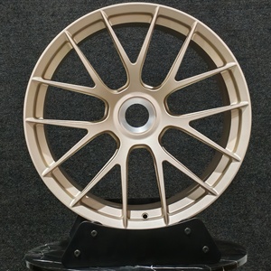 Jantes en alliage de magnésium personnalisées, jantes de course légères, finition or satiné, verrouillage central, jantes forgées pour Porsche 911 5x130 Gt3 - Product Image 1