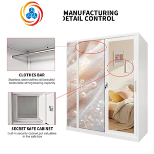 Muebles de Dormitorio Modernos de Acero, Armarios de Almacenamiento Metálicos Impresos de Alta Calidad Personalizados, Armarios de Hierro con Espejo para Uso Hospitalario - Product Image 3
