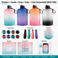 Bouteille d'eau de sport de 90 oz avec paille, finition douce au toucher, en PETG sans BPA, anti-fuite, avec poignée et échelle graduée en OZ, idéale pour les voyages