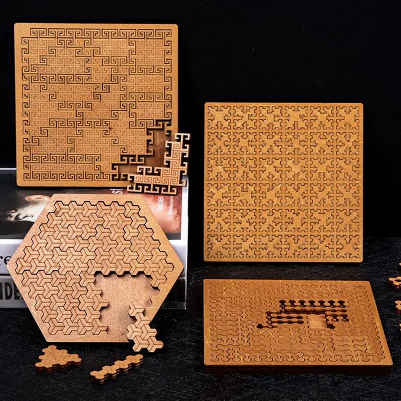 Quebra-cabeça COMMIKI desafio adulto brinquedo de descompressão queima cérebro quebra-cabeça criativo padrão de decifração bloco de madeira
