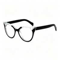 Lunettes anti-lumière bleue œil de chat à motif floral rétro SM22044 - Monture légère en PC avec verres en résine transparente pour hommes et femmes (6 couleurs)