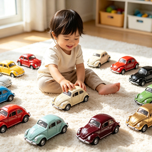 Modellino Auto d'Epoca in Metallo Pressofuso per Bambini, <span class=keywords><strong>Giocattolo</strong></span> a Retrocarica con Porte Apribili, Mini Veicolo Volkswagen Beetle, Regalo di Compleanno - Product Image 1