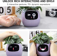 Maceta Inteligente de Plástico con Recordatorios de Riego por IA, 49 Expresiones, 7 Sensores, USB Tipo-C, Pantalla de 2 Pulgadas, Decoración para el Hogar, Maceta para Plantas Ivy