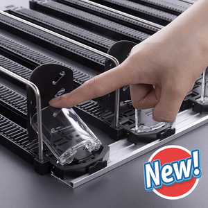 Poussoir à rouleaux par gravité réglable pour boissons Poussoir d'étagère à ressort en plastique pour bouteille de canette de soda Fournitures de supermarché - Product Image 2