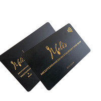 Carte NFC de présentation professionnelle noire mate avec logo estampé à chaud, puce NFC216 programmable 888 octets