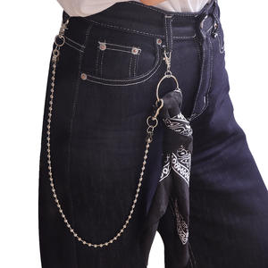 Fashionable Round Bead Waist Chain With Bandana For Pants Unisex Tibetan Silver Single Layer Accessory - Product Image 1
