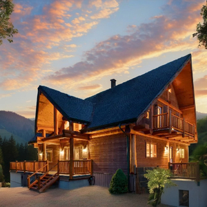 Villa de madera modular prefabricada impermeable moderna, casa de hostelería, casa de troncos de lujo, sala de estar, cocina, baño, almacén - Product Image 4