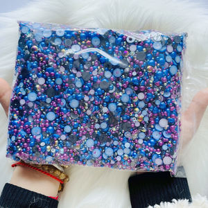 맞춤형 OEM 500g/16666pcs 믹스 3MM-10MM 플랫백 진주 및 플랫백 젤리 수지 라인 석 믹스 - Product Image 4