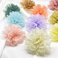10cm Organza Camellia kain sifon mawar 3D bunga renda untuk undangan pernikahan bunga buatan untuk dekorasi gaun