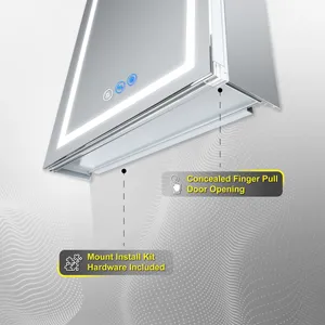 Armoire à <span class=keywords><strong>miroir</strong></span> LED commerciale avec boîtier en aluminium anodisé et indice <span class=keywords><strong>de</strong></span> protection IP44 - Product Image 6