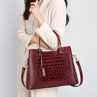 Sac fourre-tout chic en cuir croco gaufré avec poignée supérieure pour femme – Sacs à main professionnels spacieux et élégants – Sac bandoulière intemporel pour femme