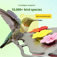 Mangeoire à oiseaux en verre alimentée par l'énergie solaire, avec surveillance à distance par application intelligente, observation des oiseaux en couleur