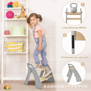 Children's Two-Step <b>Stool</b> Foldable Non-Slip Step <b>Stool</b> For Kids <b>Bathroom</b> Use Gray Pink Light Blue - Product Image 1
