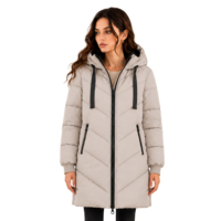 Kadın Vintage Uzun Kapüşonlu Kapitone Parka Mont Fermuarlı Kapatma Sıcak Kışlık Şişme Mont Özel OEM ODM