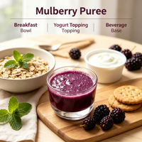 Lotlong Premium Natuurlijke Levendige Paarse Op Maat Gemaakte Productie Fabriek Zoete & Pittige Moerbeipuree voor Fruitthee Smoothie Shop Productie