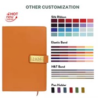 Carnet de notes professionnel A5 personnalisé en cuir PU avec porte-stylo, journal à couverture rigide, promotionnel 2026, OEM, par sublimation