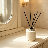 Bouteille diffuseur de parfum vide en résine texturée travertin beige, faite à la main, écologique, sans sulfate, style moderne et minimaliste
