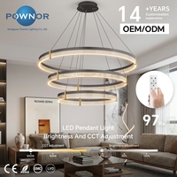 Lustre LED annulaire pour hôtels, taille et puissance personnalisables, 100W et 120W en option, vente en gros, suspension LED multi-anneaux