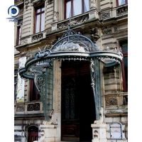 Auvent de porte en fer forgé à la main, noir mat, motif décoratif, résistant aux intempéries, auvent de porte extérieur