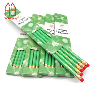 Ensemble de crayons vert avec citations inspirantes, lot de 6 crayons HB n°2 pré-affûtés avec impression dorée, gommes à effacer intégrées dans une boîte personnalisée - Product Image 1