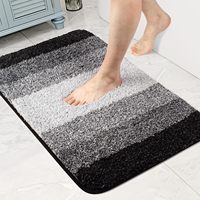 Tapis de bain noir antidérapant pour salle de bain, tapis absorbant l'eau, en microfibre douce et moelleuse, lavable en machine, tapis de douche épais et moelleux