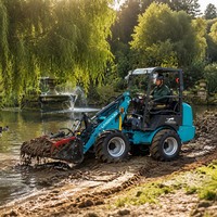 Minicargadora W1160 al por mayor con bomba de pistones Rexroth y motor Kubota, cargadora compacta para trabajos de construcción ligera 2.6T