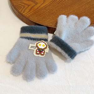 Guantes de Punto de Lana para Niños, Cálidos, Protección contra el Frío, Anticongelantes, para Ciclismo al Aire Libre, Escritura, Cinco Dedos - Product Image 4