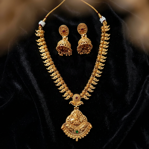 High Quality Latest Designed Long Bridal Necklace <b>Set</b> Alloy Gold Plated Earrings Vintage Engagement Wedding - Product Image 3