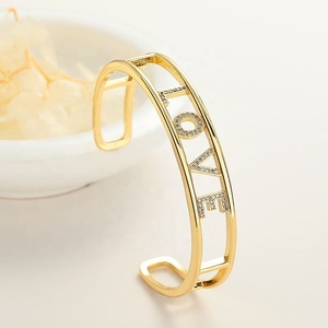 Bracelets tendance pour femmes en alliage de cuivre plaqué or 18 carats avec zircon, bijoux simples et élégants, vente en gros - Product Image 4