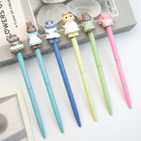 Stylo bille rechargeable en métal à mécanisme rotatif avec tête de figurine animale en résine souple, logo gravé personnalisé, pour la vente au détail en librairie