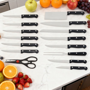 Factory Direct 15 pièces 3Cr13 ensemble <span class=keywords><strong>de</strong></span> couteaux <span class=keywords><strong>de</strong></span> cuisine en acier inoxydable Chef boucher couteau à viande tranchant PP poignée en plastique Chef Star - Product Image 3
