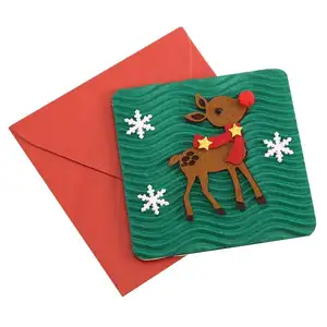 Рождественская праздничная открытка на заказ, бумажный конверт с рисунком Санта-Клауса оленя