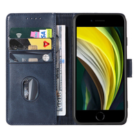 Funda de Teléfono Tipo Cartera de Cuero PU para iPhone 8/7/SE3/SE2 - Funda con Soporte, 3 Ranuras para Tarjetas, Cierre Magnético y Carcasa Antigolpes