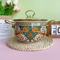 Marmite à soupe en émail écologique de style marocain en forme de pomme, 20/22/24 cm, à double anse, pour cuisinière à gaz et à induction