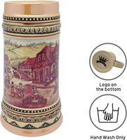 OktoberfestHaus - Chope à vin et à bière en porcelaine écologique de 0,7 litre - Couvercle en aluminium - Verre transparent - Design moderne - Pour les amateurs de vin